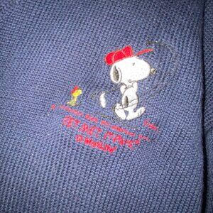 Rare Met Life Peanuts Snoopy & Woodstock Golfing V-Neck Sweater, Vintage 90s